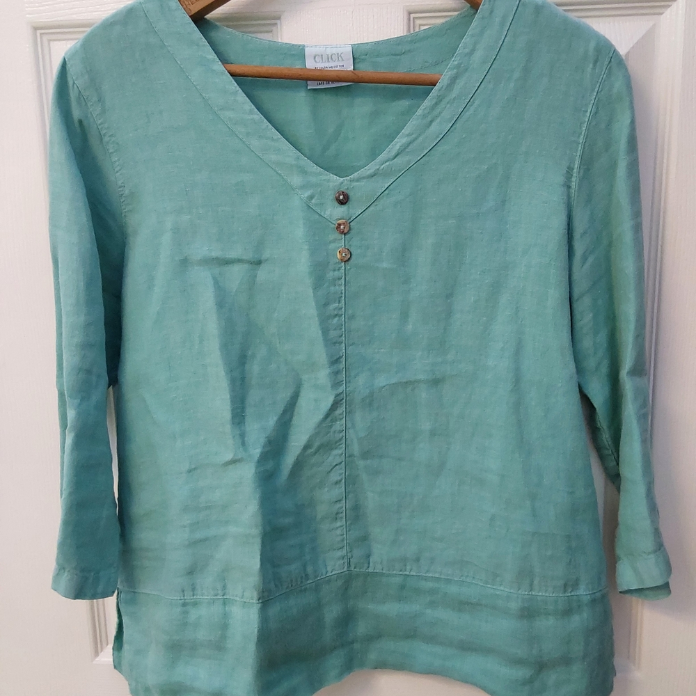 Women's Green Linen Top